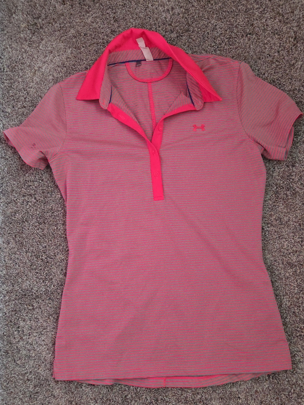 Under Armour Women's Two-Tone Pink Polo Performance Shirt